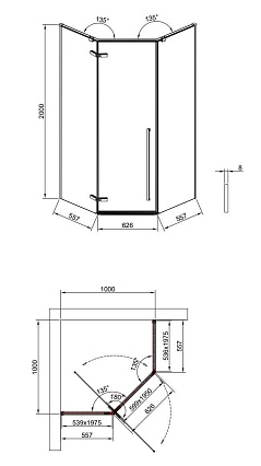 Душевой уголок Timo TTSSP-100/13C-8 100x100 прозрачный, никель T67