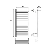 Полотенцесушитель водяной Point PN10148SP П11 40x80, с полкой, хром