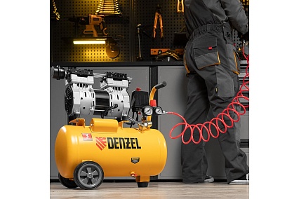 Безмасляный компрессор Denzel DLS950/24 950 Вт, 165 л/мин, ресивер 24 л 58026