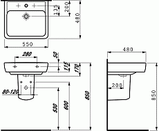 Раковина Laufen Pro 55 8.1895.1.000.104.1