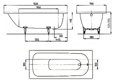 Стальная ванна Kaldewei Saniform Plus 361-1 150x70 easy-clean, арт. 111600013001