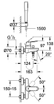 Смеситель для ванны Grohe Eurosmart Cosmopolitan 32832000 с душевым гарнитуром