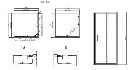 Душевой уголок BelBagno UNO-195-A-2-90-P-Cr 90x90 рифленый, хром