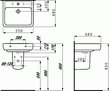 Раковина Laufen Pro 55 8.1895.1.000.104.1