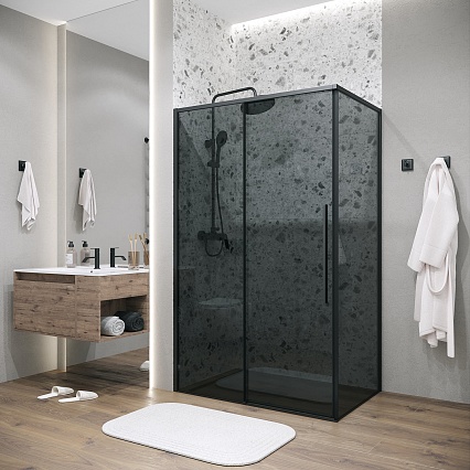 Душевой уголок Grossman Galaxy 120.K33.01.1370.21.10 130x70 тонированный, черный матовый