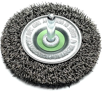 Щетка дисковая гофрированная Lessmann Д75x10, ROF 0.30 мм, хвостовик 6мм 410135