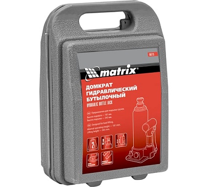 Гидравлический бутылочный домкрат Matrix 2 т, h подъема 181–345 мм 50773