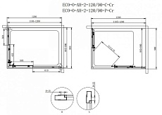 Душевой уголок Cezares ECO-O-AH-2-120/90-P-Cr 120x90 рифленый, прямоугольный