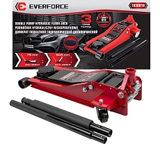 Домкрат подкатной гидравлический низкопрофильный двухпоршневой с резиновой накладкой EVERFORCE 3т (h min 75мм, h max 510мм) EF-T830018(58119)