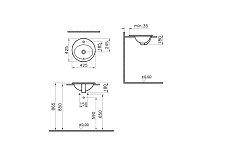 Раковина VitrA S20 5466B003-0001 круглая 43 cм, c переливом