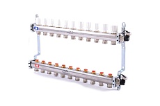 Коллекторная группа Uni-Fitt 1х3/4, 11 выходов, с регулировочными и термостатическими вентилями, нержавеющая сталь 451I4311