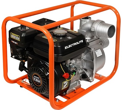 Мотопомпа Electrolite  GP-80 EL (ШК) 7л.с., 80мм, 1300л/мин, глубина всасывания 8м., макс. напор 30м., вес 25кг 2382