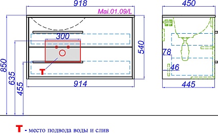 Мебель для ванной Aqwella 5 stars Miami 90 см дуб сонома, левая