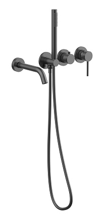Смеситель для ванны Vincea Groove VBTW-4G1GM вороненая сталь
