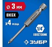 Сверло по стеклу и кафелю Зубр Профессионал 4-х резцовый, 3 мм, шестигранный хвостовик 29845-03_z01