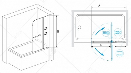 Шторка для ванны RGW Screens SC-08 100x150 прозрачное, хром