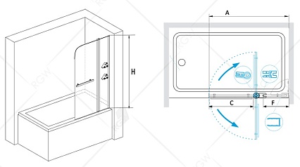 Шторка для ванны RGW Screens SC-08 100x150 прозрачное, хром