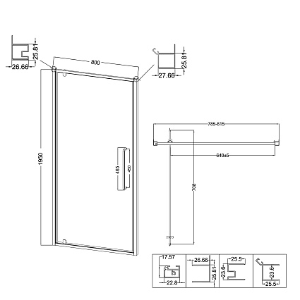 Душевая дверь Niagara Nova 80x195 прозрачное, хром NG-66-8A