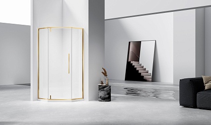 Душевой уголок Vincea Слим-Н (Slim-N) VSP-4SN900CLG 90x90 брашированное золото, прозрачный