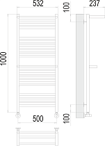 Полотенцесушитель водяной Terminus Аврора П20 500x1000, 4670078529237 c 2-мя полками