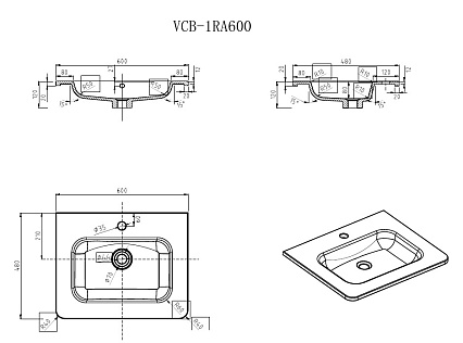 Раковина Vincea VCB-1RA600W 60 см, белый