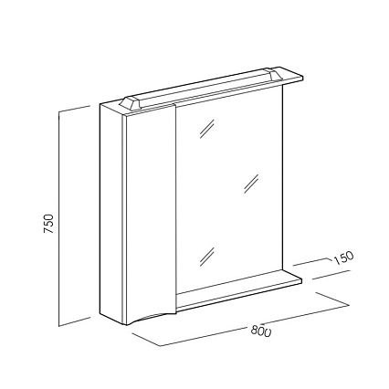 Зеркальный шкаф BelBagno MARINO-SPC-800/750-1A-BL-P-L 80 см, левосторонний, Bianco Lucido