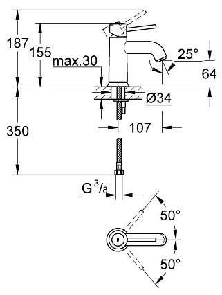 Смеситель для раковины Grohe BauClassic 23162000