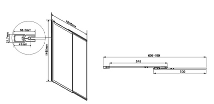 Шторка для ванны Vincea VSB-1E100CGB 100x145 черный, тонированное