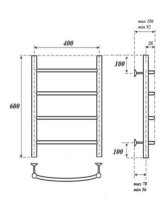Полотенцесушитель электрический Point PN04146E П4 40x60 хром