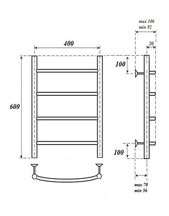 Полотенцесушитель электрический Point PN04146E П4 40x60 хром