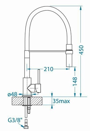 Смеситель для кухни Alveus Elia 1129024 с гибким изливом, хром