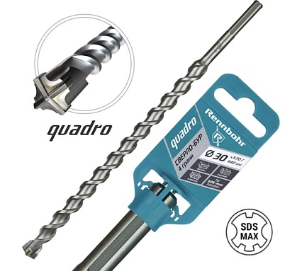 Бур по бетону RENNBOHR Quadro SDS-Max 4 грани 30x570/440 мм 723057