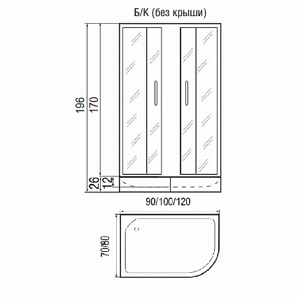 Душевой уголок River Don 100/80/24 MT 100x80 хром, матовое, L без поддона