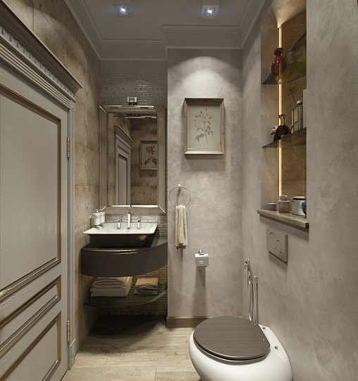 Обновленная серая классика в дизайне ванной комнаты