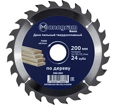 Диск пильный твердосплавный Basis (200х32/30/25.4 мм; 24 зуба) MONOGRAM 086-860