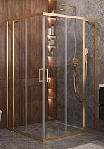 Душевой уголок Cezares MOLVENO-AH-22-130/120-C-BORO-IV 130x120 прозрачный, брашированное золото