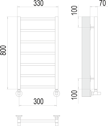 Полотенцесушитель водяной Terminus Контур П7 300x800, 4670078529633