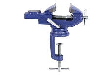 Слесарные настольные тиски с наковальней и поворотным механизмом URM 60 мм, ударопрочные, чугунные, синие D01481