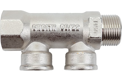 Коллектор никелированный (3/4"; 2 х 1/2") Valtec VTc.550.N.0502 62538