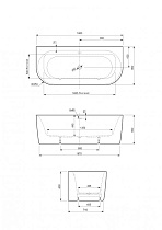 Акриловая ванна Cezares Metauro Wall METAURO-INT-Wall-180-80-60-B-W-MATT 180x80 см белый матовый/черный матовый