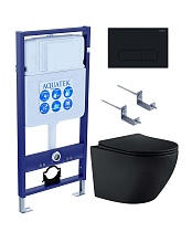 Подвесной унитаз SET Aquatek Европа MB-017 4в1, кнопка черный матовый