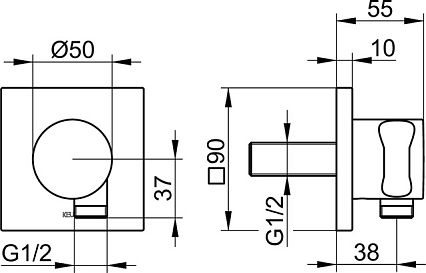 Шланговое подключение Keuco IXMO 59592010002 с держателем, хром