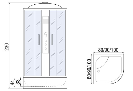 Душевая кабина River Dunay XL 80/43 МТ 10000006202 80x80 хром, матовое