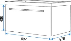 Мебель для ванной 1MarKa Соната 90П, 1 ящик, белый глянец
