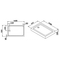 Поддон для душа Cezares TRAY-A-AH-140/90-15-W 140x90 акриловый