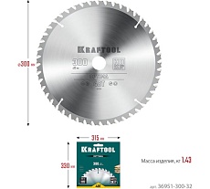 Диск пильный по дереву Kraftool Optima 300x32 мм, 48Т 36951-300-32