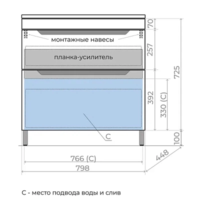 Мебель для ванной Style Line Остин 80 см напольная, тауп темный