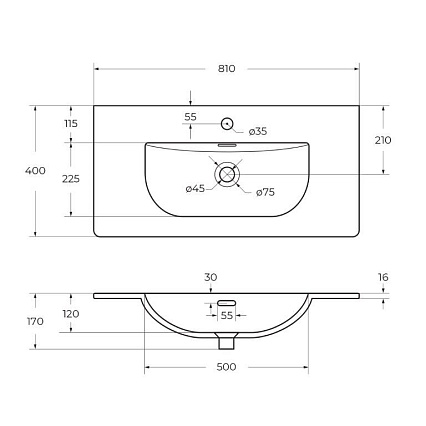 Раковина BelBagno 80 см BB-8099-3-80