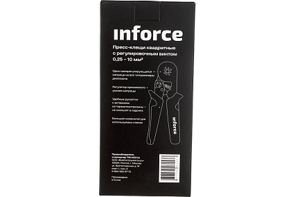 Квадратные пресс клещи Inforce с регулировочным винтом, 0.25-10 мм2 06-19-12