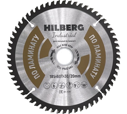 Диск пильный Industrial Ламинат (185x30/20 мм; 60Т) Hilberg HL185